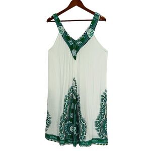 In Gear Dress Women 1 Size Fits Most White Green Aztec Sleeveless Crepe Comfy